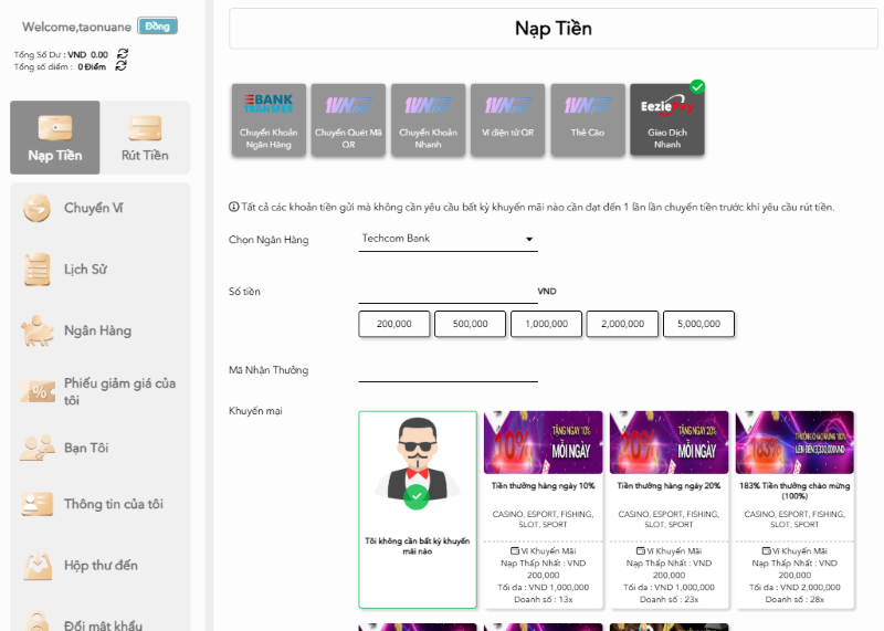 Nạp tiền rút tiền 6 nạp rút tiền H3bet