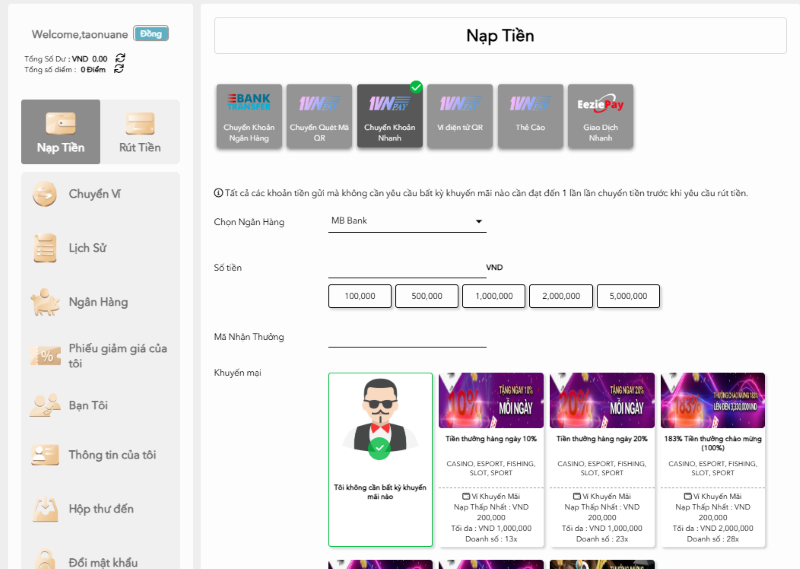 Nạp tiền rút tiền 3 nạp rút tiền H3bet